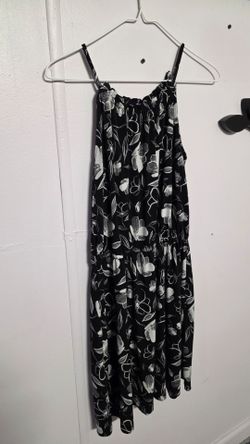 Black Floral Spaghetti Strap Mini Dress