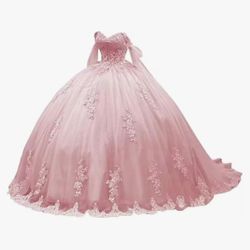 Pink Off Shoulder Quinceanera / Sweet 16 Dress.