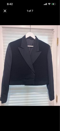 Gianni Versace Vintage Cropped Wool Blazer with skirt set size 46