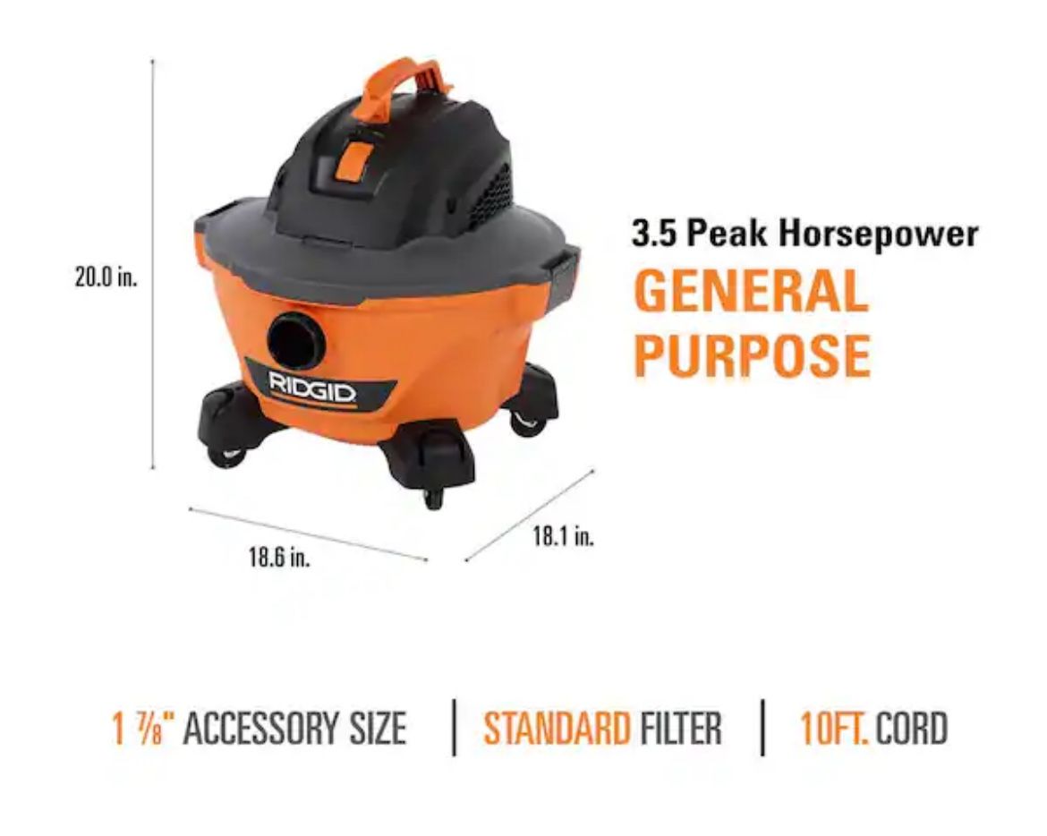 RIDGID 6 Gallon Wet/Dry Vacuum