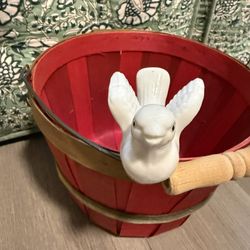 (1) Vintage White Ceramic Porcelain Bird Christmas Ornaments, Clip-On