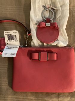 Pink Coach Wristlet And Key Chain