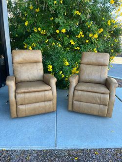 Pair of leather swivel reclining glider chairs ( $10 delivery )