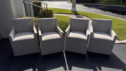 Gorgeous Cream/White Madison Park Hamilton Dining Chairs w/ Hidden Casters – Set of 4