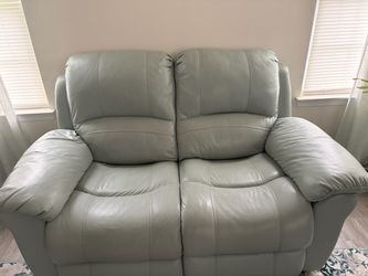 Light Gray Leather Loveseat