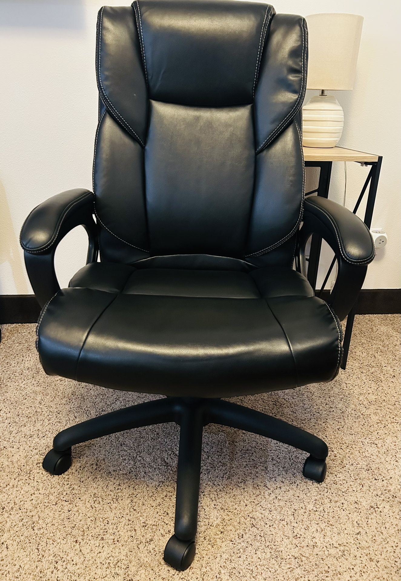 Kelburne Luxura Ergonomic Faux Leather Swivel Executive Chair, Black