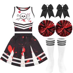 Cheerleader Costume Bloody Halloween Girls 10–11 / Disfraz de Animadora Sangrado Ninas 10-11  