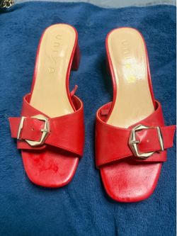 Red kitten heels