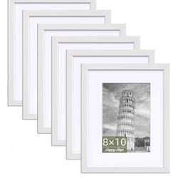 Happyhapi 8X10 Picture Frame Set of 6, 8X10 White Picture Frame Display Pictures