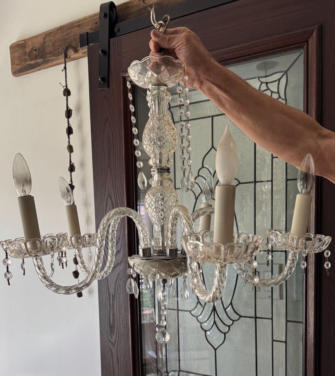 Beautiful 5 Light Crystal Chandelier !!!!!