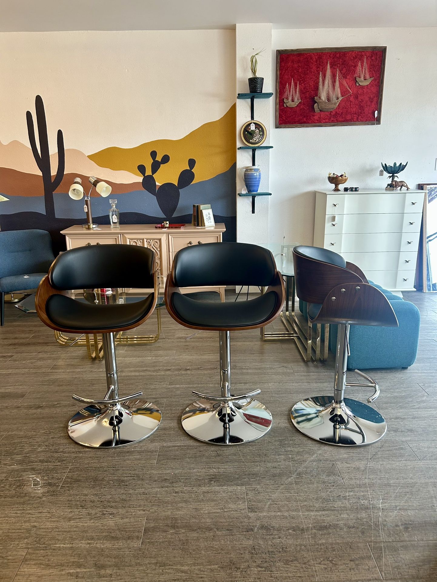 New Set of 3 MCM Style Barstools