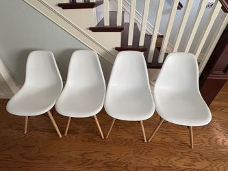 4 Modern White Chairs