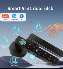 NEW 5-in-1 Smart Door Lock with Fingerprint, Key, Passcode, IC Card & App