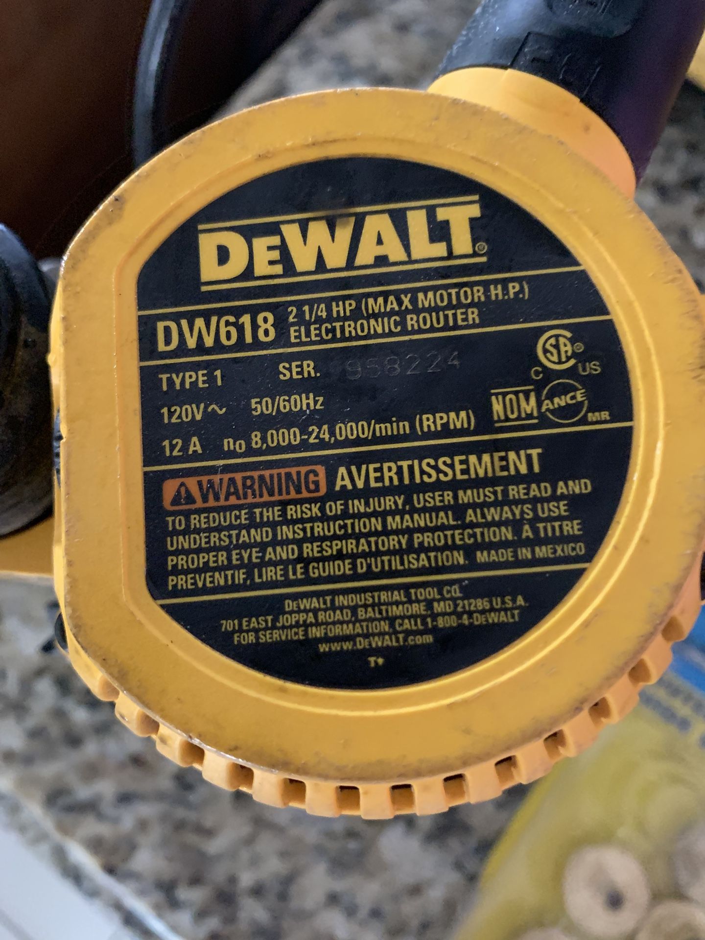 DEWALT Router Kit DW618 With Bag & Options