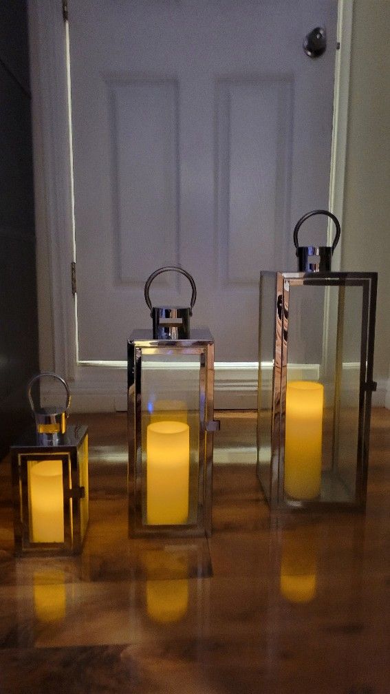 50 Sets Of 3 Sizes Real Wax Flameless Pillar Candles (LED)