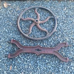 Cast Iron Vintage Industrial Paper Cutter Bracket And Wheel