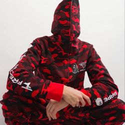 Original Official BAPE × FAZE CLAN full zip hoodie Red A Bathing Ape,