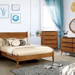 Brand New Oak Modern Style 4pc Queen Bedroom Set (Available In California & Eastern King)