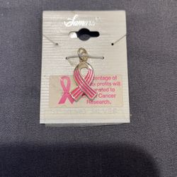 Small Ribbon Breast, Cancer, Sterling Silver Pendant.