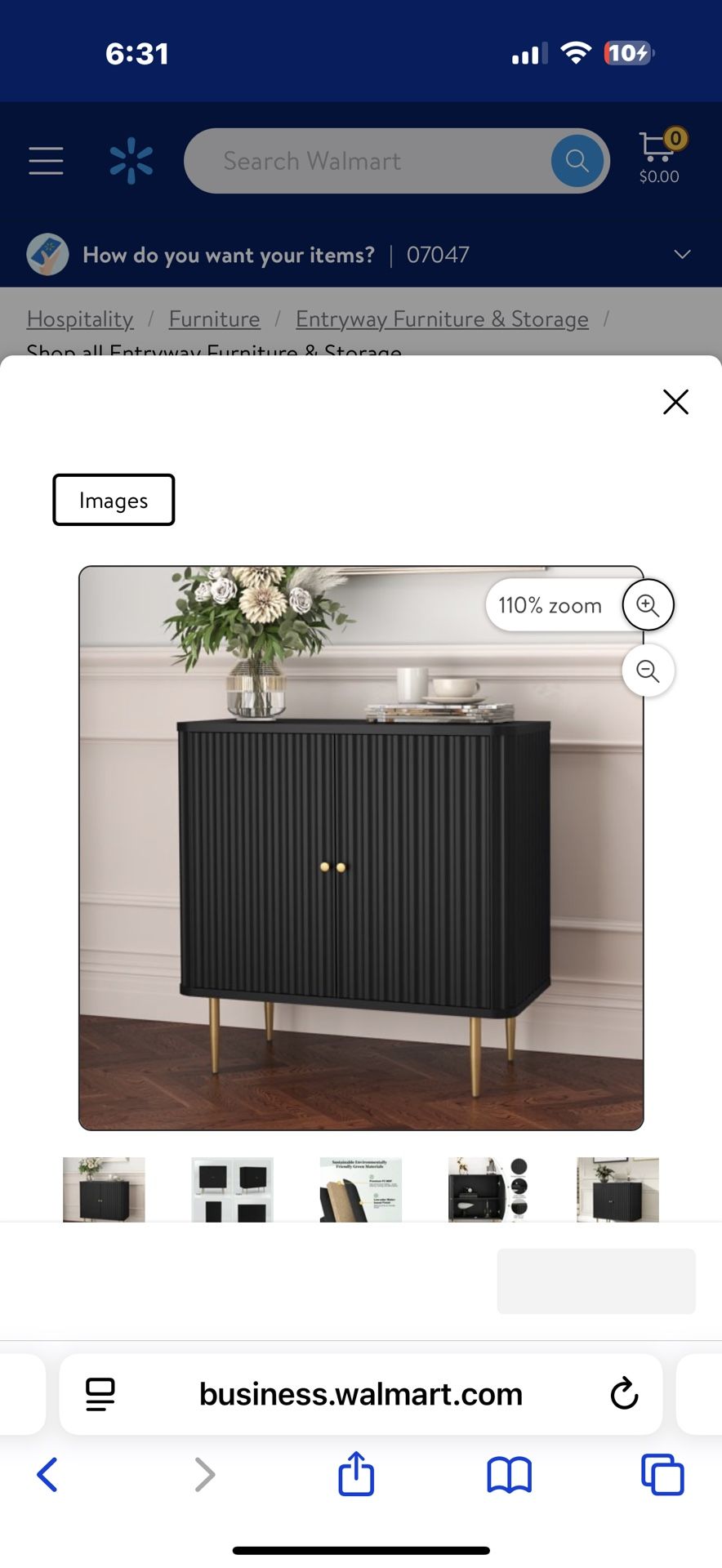 New in box HLR Black Accent Cabinet with Fluted Textured, Modern Sideboard Buffet Cabinet with 2-Doors, black , YJJ230022