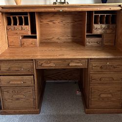 Oak roll top desk