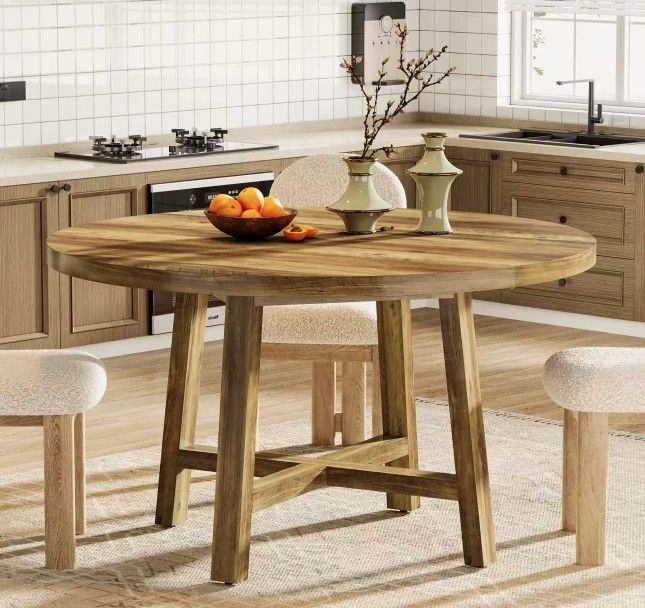 new assembled 47" Dining Table, Farmhouse Kitchen Table Dinner Table for 4-6 People