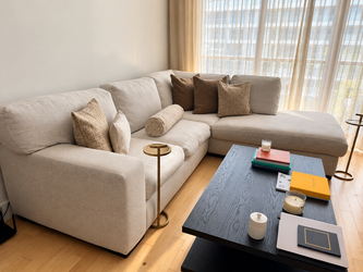 Elegant Beige Sectional Sofa with Chaise – City Furniture, Excellent Condition