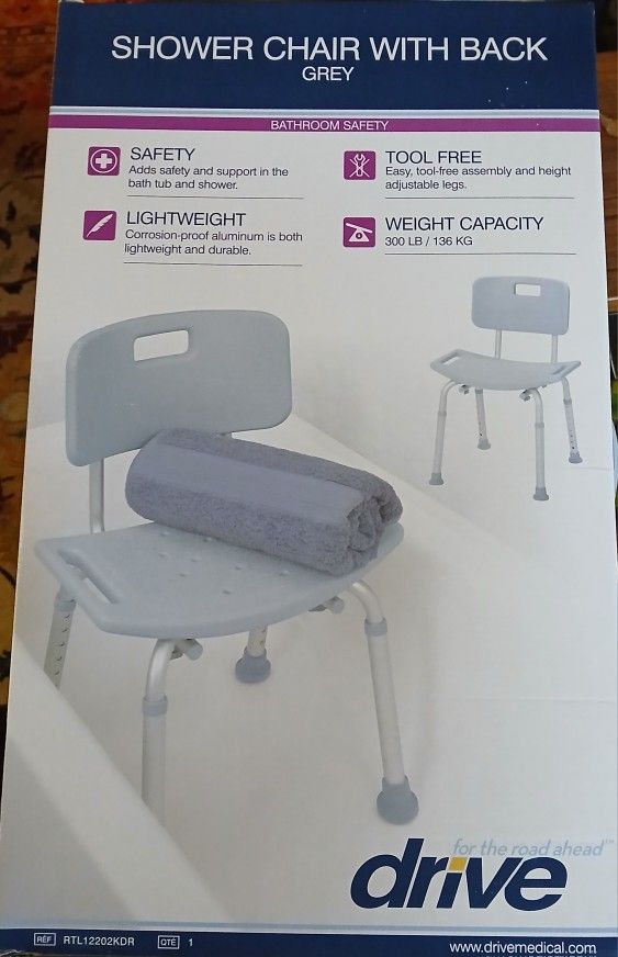 Shower Chair With Back ~ New In Box ~ $30