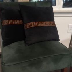 Green accent chair. 