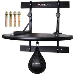 Afranti Heavy Duty Adjustable Speed Bag Platform Kit 24" + Speed Punching Ball (10"X7") Adjustable Height Wall Mount Professional Fitness Ball Boxing 