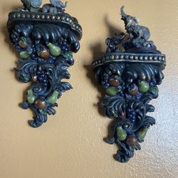 2 Ornate Wall Sconces - Candle Holders!