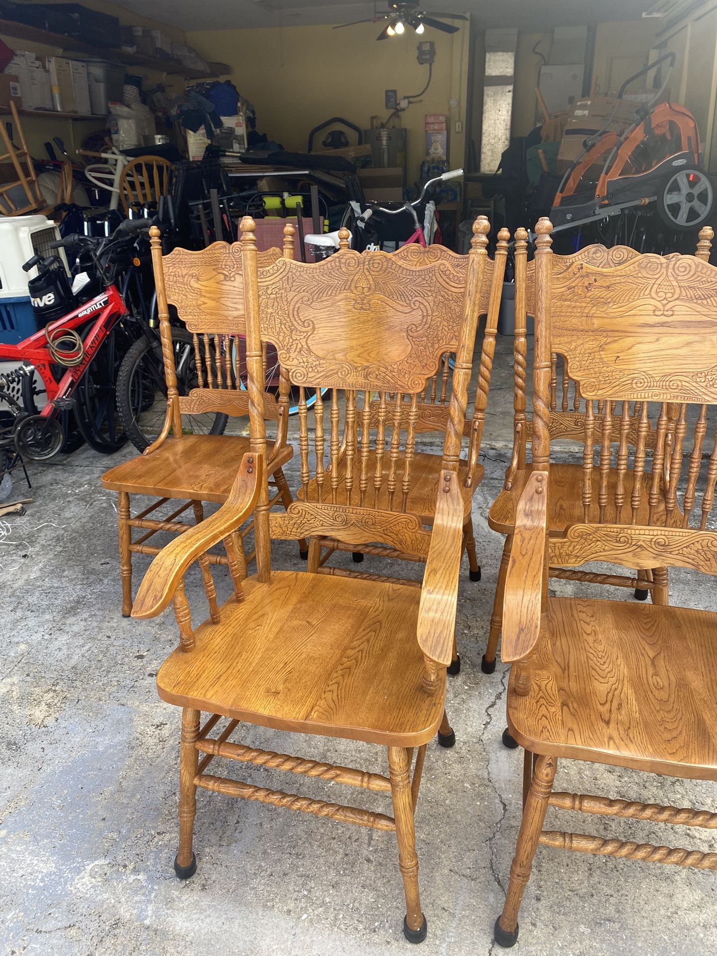 5 Antique Solid wood chairs & table