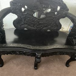 Wood Carving Love Seat