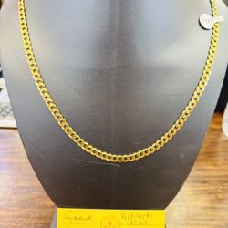 14Kt- Solid Flat Cuban Chain 6MM 26”
