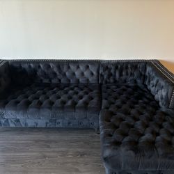 Black Suede Sectional 