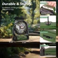 10400mAh Portable Camping Fan with LED Lantern, Rechargeable Battery Operated Outdoor Fan, 4 Speeds, 270°  Rotation, Power Bank Function for Tent, Hik