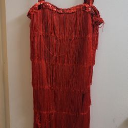 Medium 8-10 Red Flapper Dress Halloween 