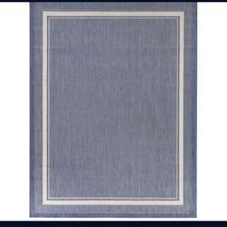 Hampton Bay Amberview Blue 8 ft. x 10 ft. Border Indoor/Outdoor Area Rug