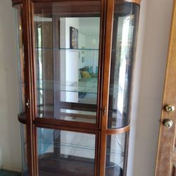 Vintage Curved Glass Curio Cabinet 