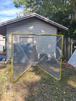 Lacrosse goal. Yellow