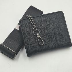 Diaclara Clip and Go Phone Lanyard Crossbody Strap Zipper Wallet Pouch Black NEW