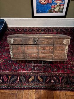 Antique Wood and Metal Ammunition Box