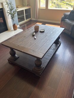Large Dark Solid Wood Baluster Coffee Table