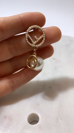 Gold Plated Full Pearl F Stick Geometric Round Pearl Earring