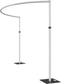 Pipe and Drape Curved Backdrop Stand, 6-10' Tall x 10' Wide Adjustable Curved Backdrop Kit for Event, Party, Trade Shows and Wedding Deco