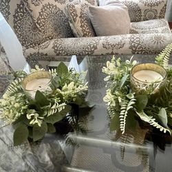 Two Table Decor Plant And Candle