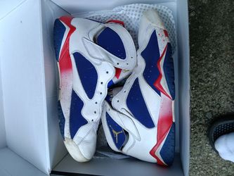 Air Jordan 7 White Blue Red Sneakers