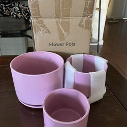 3 Flower Pots Ceramic