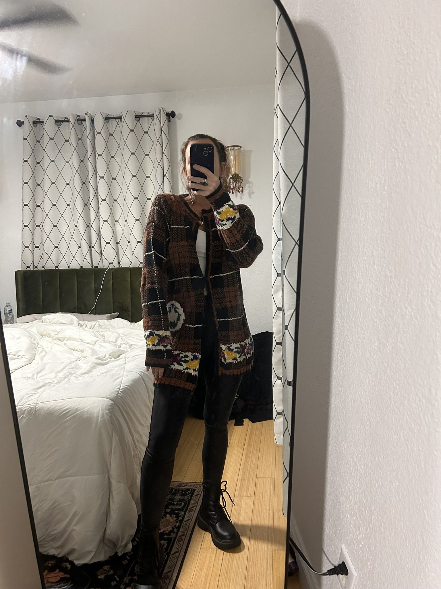 Vintage Jacquelyn by Browne Knit Cardigan – Plaid & Floral Embroidery