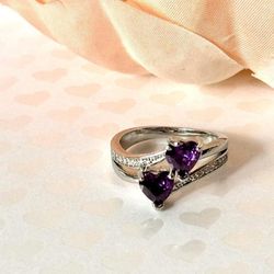 Double Heart Ring, Size 8